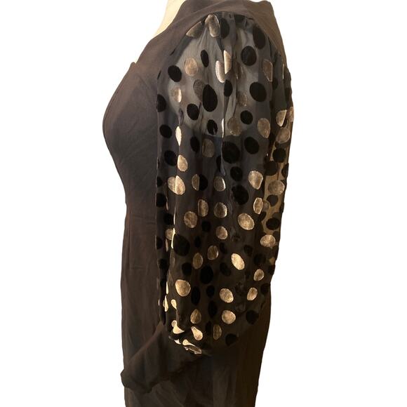 Hutch Flocked With Black Polka Dot Balloon Sleeve Mini Dress Size 18 - Picture 3 of 4
